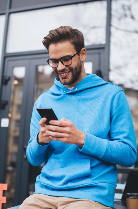 Man using cell phone