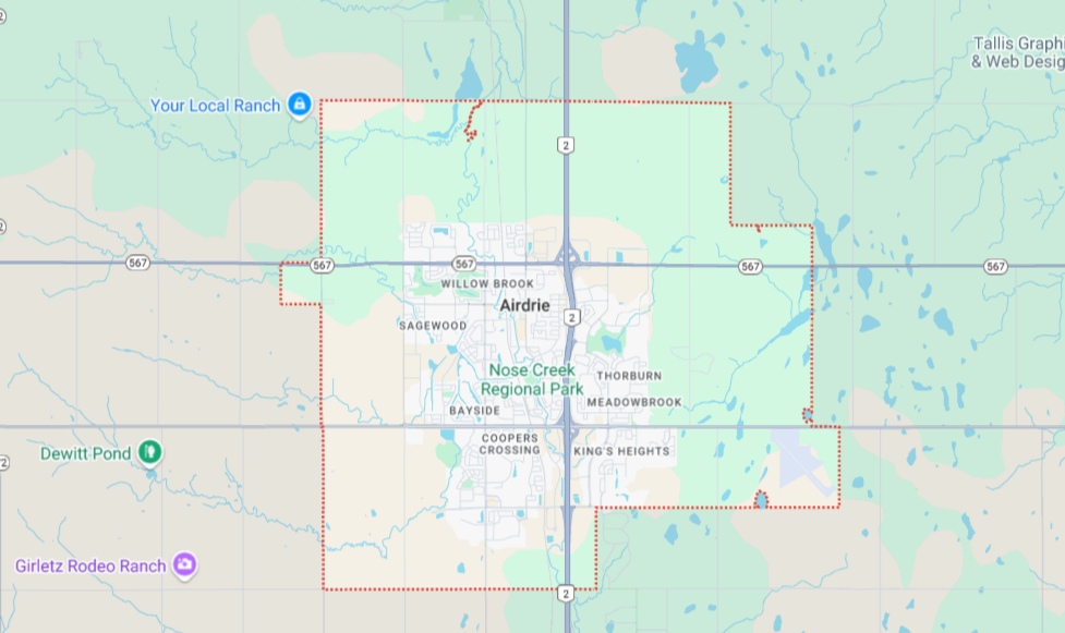 Map of airdrie aerial